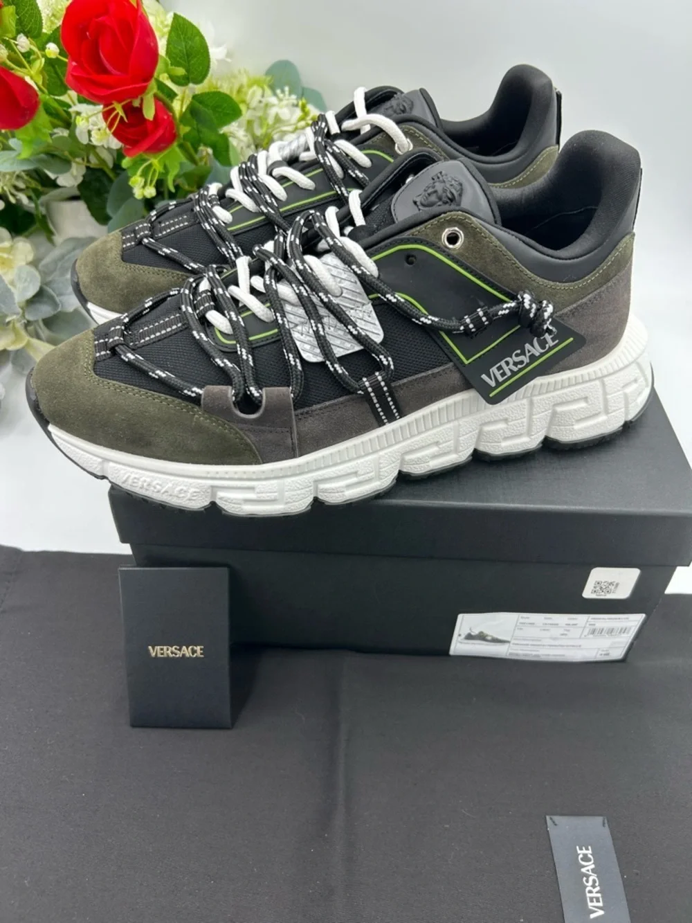 Men's Versace TRIGRECA suede/leather sneakers size 44/11 made in Italy